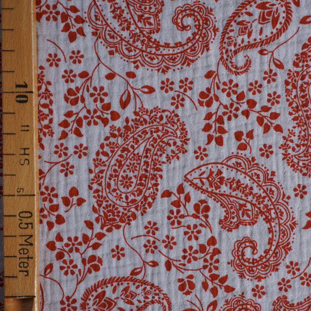 Musselin Double Gauze Paisley rostrot